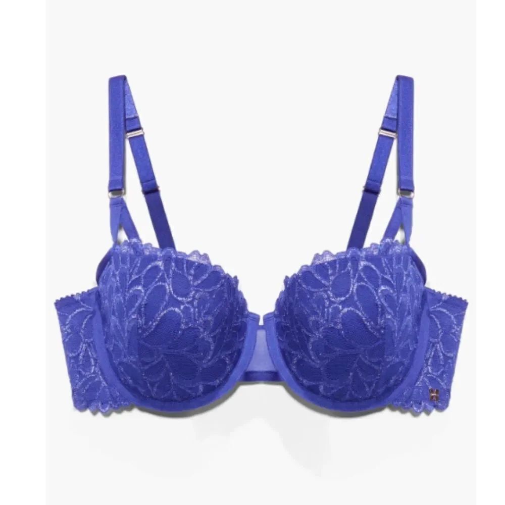 Savage X Fenty Savage Not Sorry Lightly Lined Lace Balconette Bra Blue Size 32D